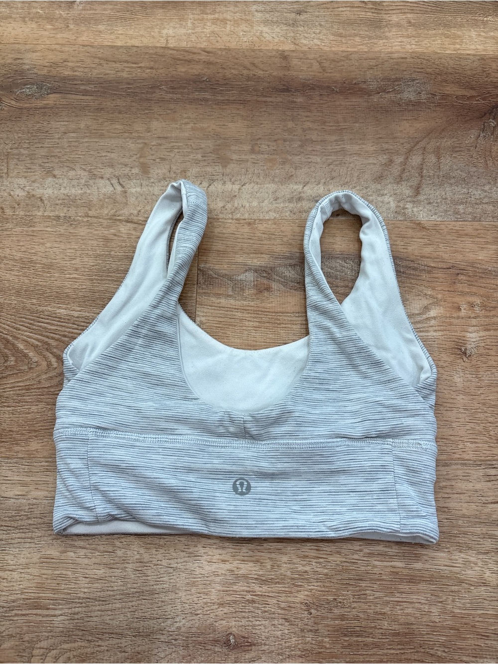 lululemon athletica Light Gray Striped Sports Bra
